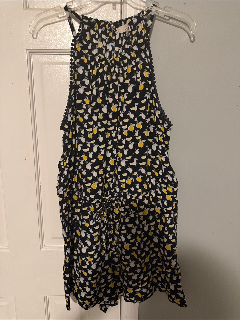 ☀️3 FOR $25 Black Lemon Print Halter Romper